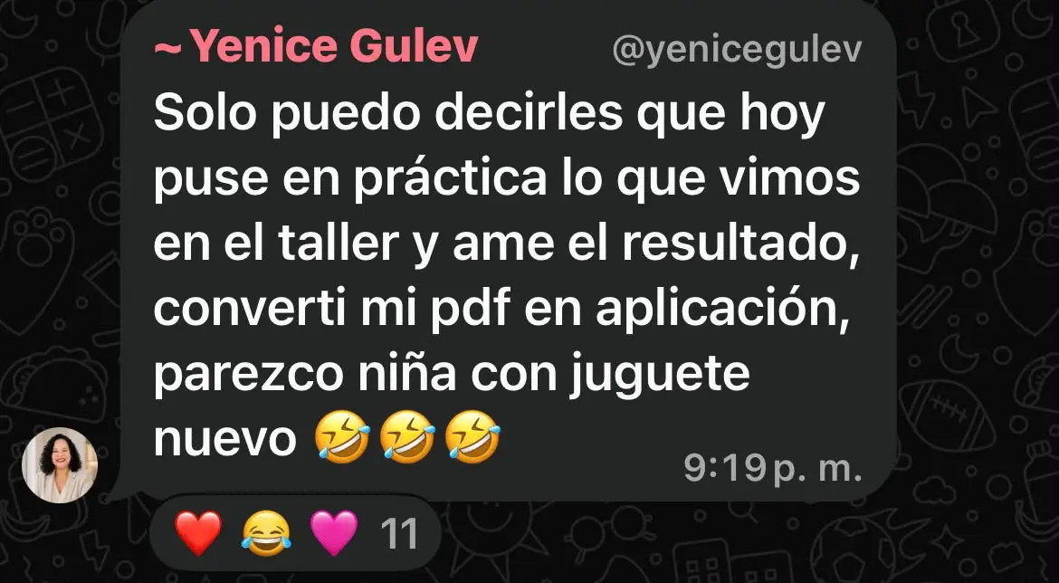 Testimonio de una participante que convirtió un PDF en una aplicación