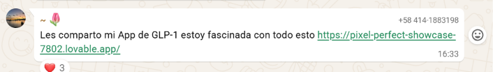 Mensaje de participante que creó una aplicación GLP-1